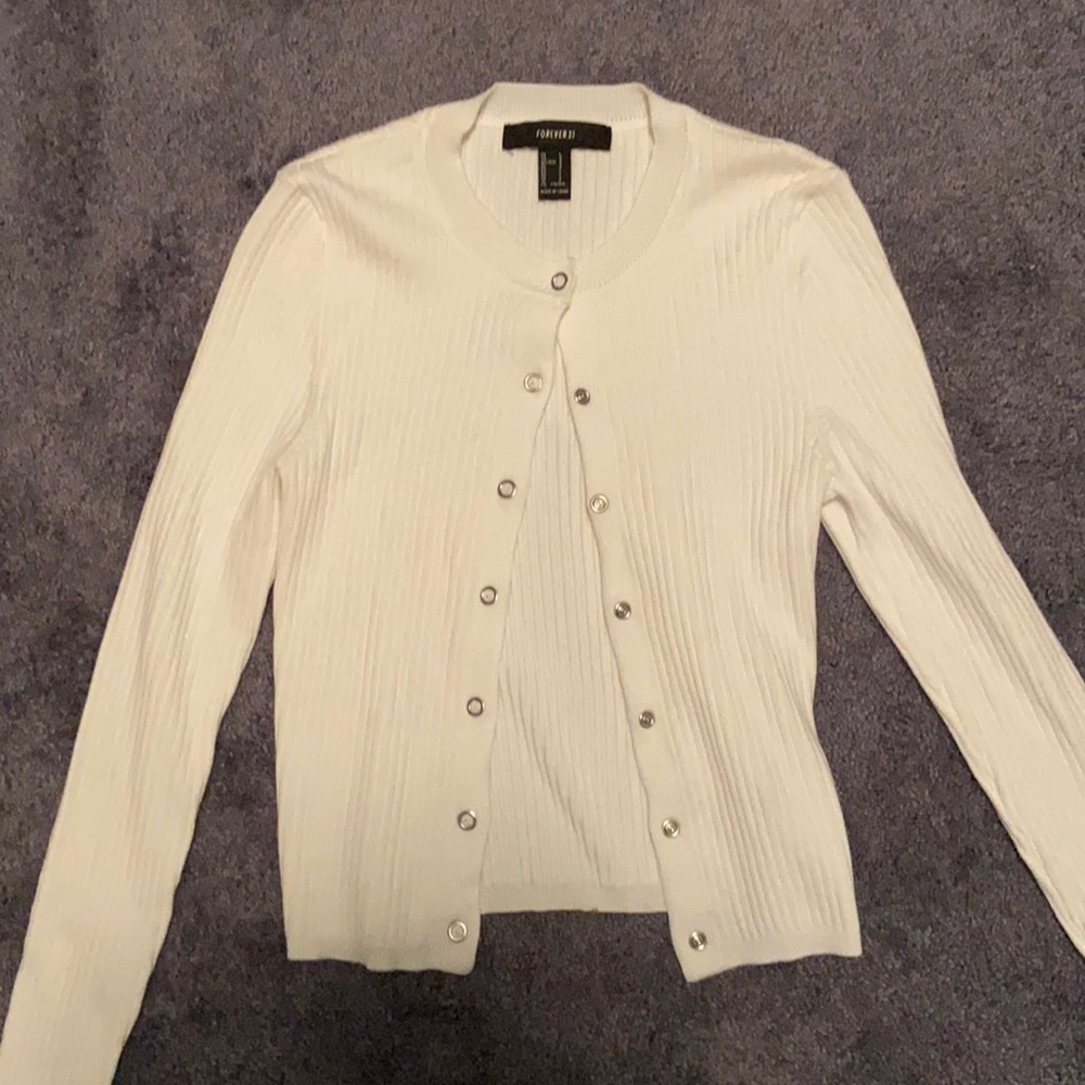 ribbed button up long sleeve top